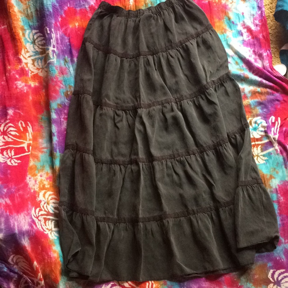 Black silk skirt
